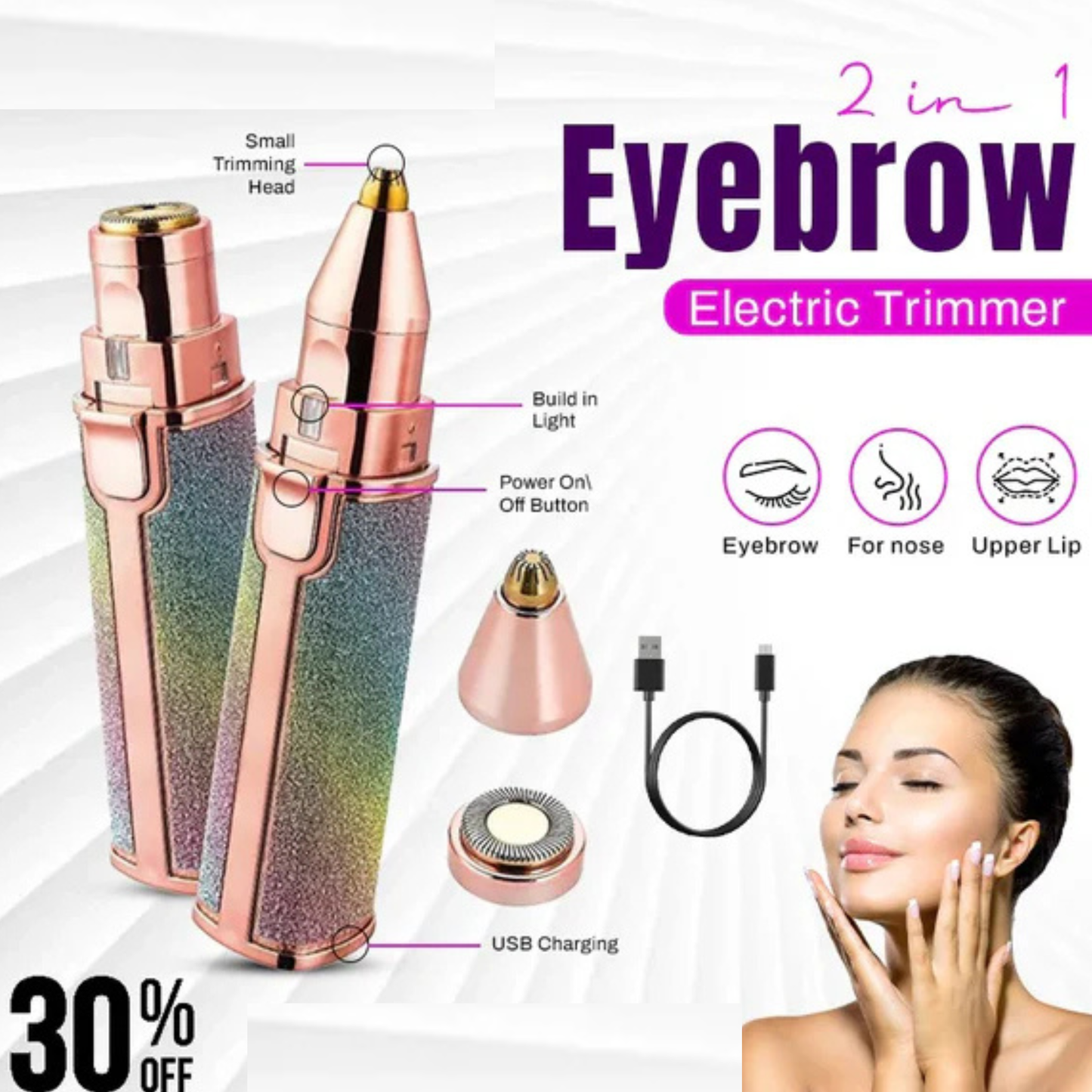 2‑in‑1 Electric Eyebrow Trimmer