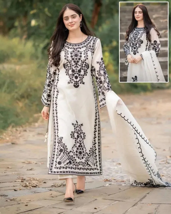 Wedding Collection Embroidered 3-Piece Suit for Women