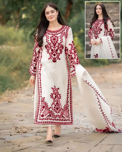 Wedding Collection Embroidered 3-Piece Suit for Women