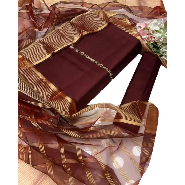 Shah Kamal Katan Silk Unstitched 3PC Suit