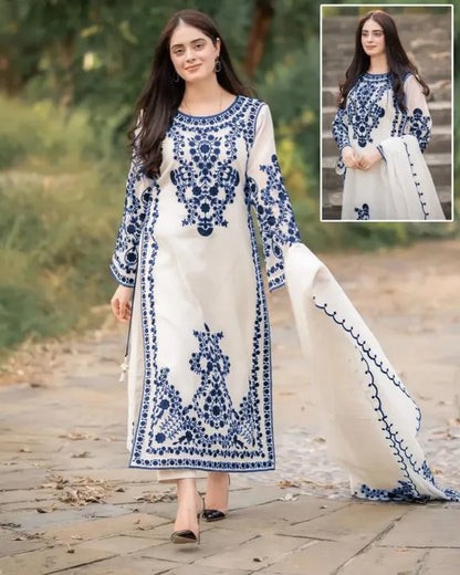 Wedding Collection Embroidered 3-Piece Suit for Women